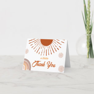Rainbow Boho Ray Of Sunshine Baby Shower Letterpress Thank You Card