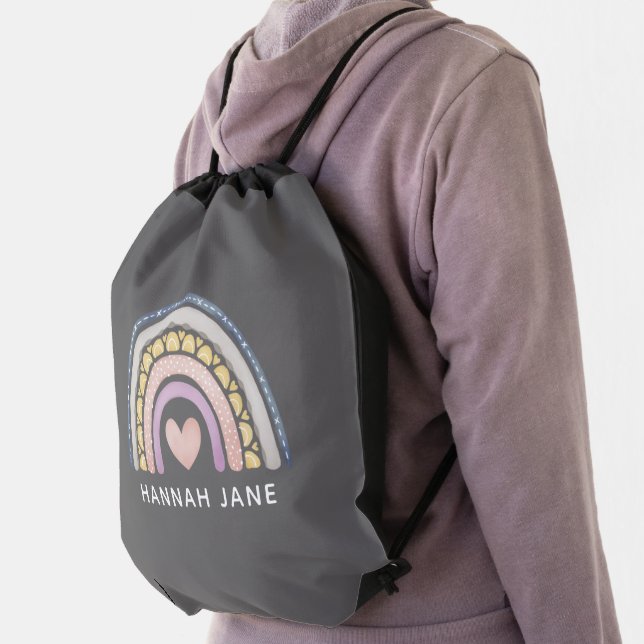 Rainbow Boho School Drawstring Bag (Insitu)