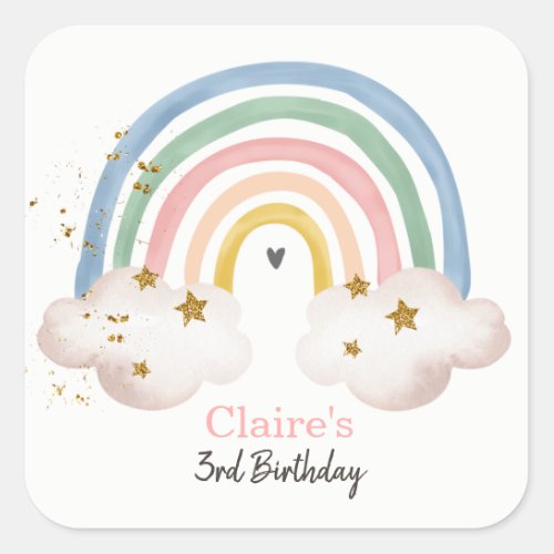 Rainbow Boho Sticker Pastel Rainbow Birthday