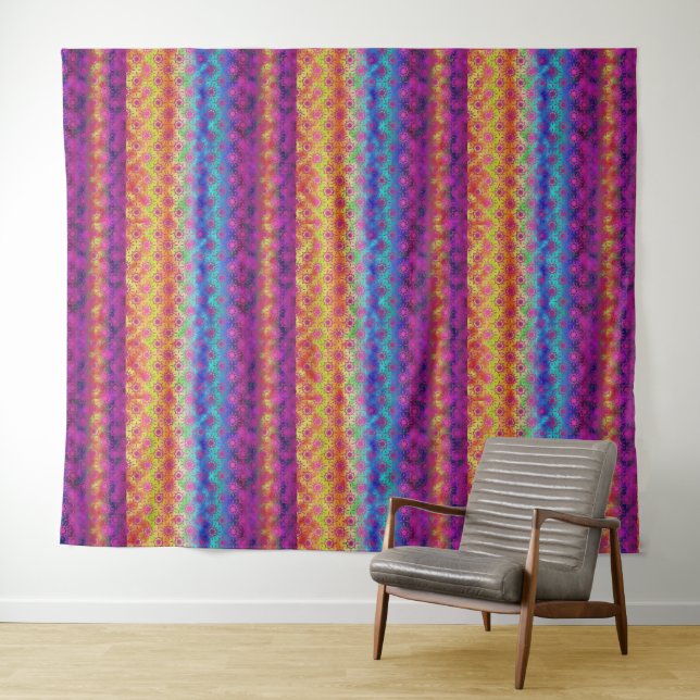 Rainbow Boho Style | Multicolored Tapestry (In Situ (Horizontal))