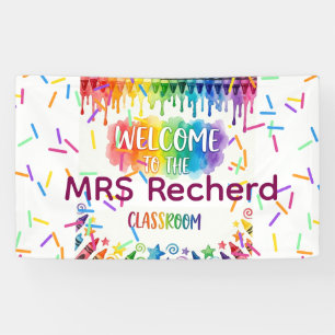 Rainbow Boho Teacher Welcome Classroom Door Sign P