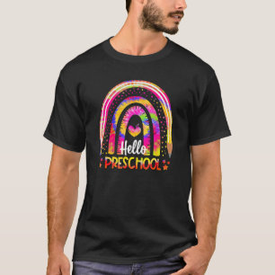 Rainbow Boho Tie Dye Teacher Hello Preschool Back T-Shirt
