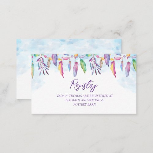 Rainbow Boho Wedding Registry Card