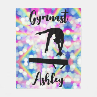 Rainbow Bokeh Blast Gymnastics Beam Personalized Fleece Blanket