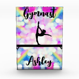 Rainbow Bokeh Blast Gymnastics Beam Personalized Photo Block