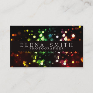 Rainbow Bokeh Photographer Business Card
