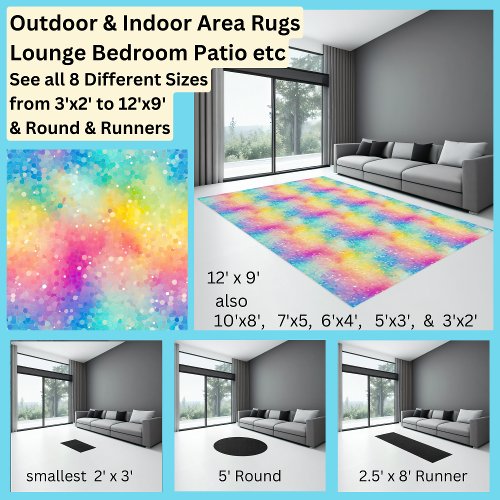 Rainbow Bokeh Style Aqua Pink Yellow Area Rug