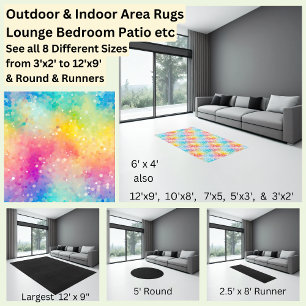 Rainbow Bokeh Style Aqua Pink Yellow White Area Rug