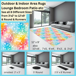 Rainbow Bokeh Style Aqua Pink Yellow White Area Rug