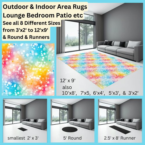 Rainbow Bokeh Style Aqua Pink Yellow White Area Rug