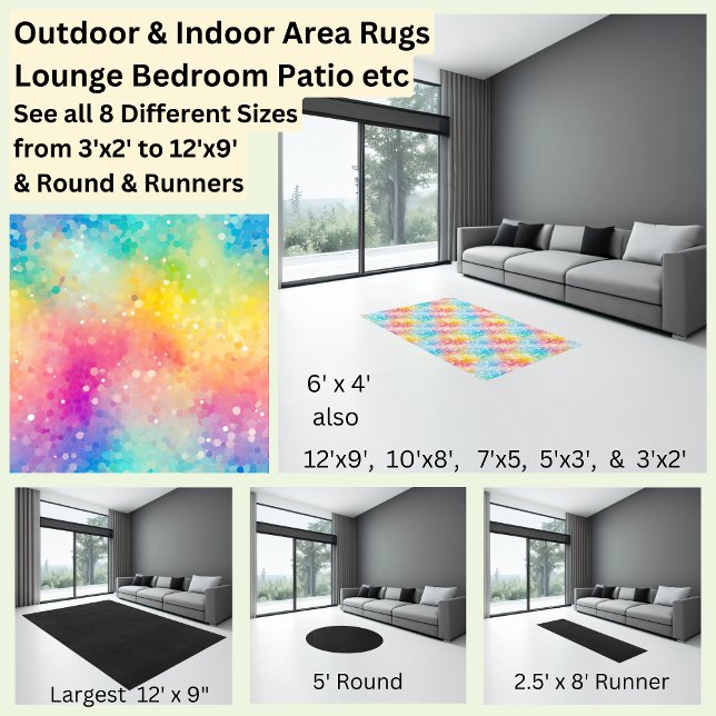 Rainbow Bokeh Style Aqua Pink Yellow White Area Rug (Creator Uploaded)