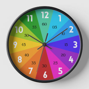 Rainbow Bold Color Palette Learn to Tell Time Kids Clock