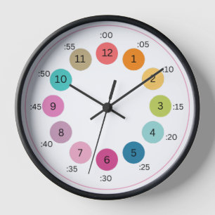Rainbow Bold Color Palette Learn to Tell Time Kids Clock