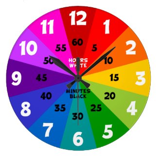 Rainbow Bold Color Palette Learn to Tell Time Kids Large Clock