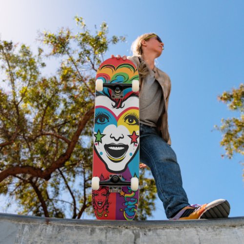 Rainbow Bold Colorful Hippie Print  Skateboard
