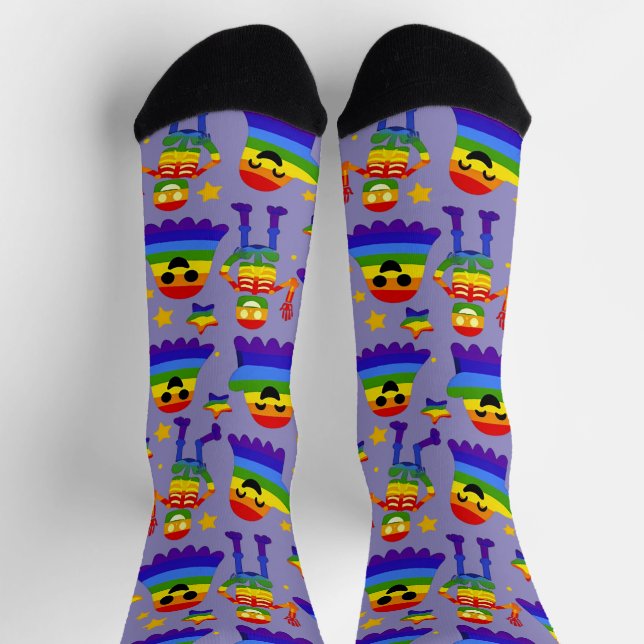 🦇🌈 Rainbow Bones & Stars  Socks (Top)
