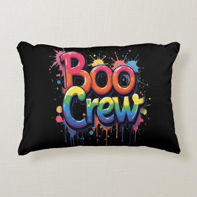 Rainbow BOO CREW Accent Pillow (Front)