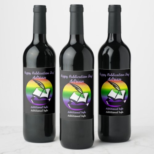 Rainbow Book And Quill Wine Label