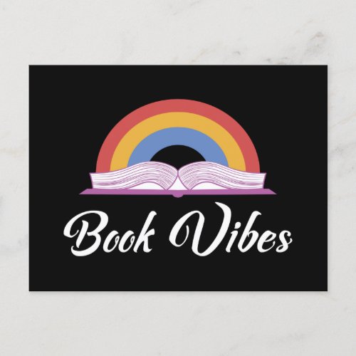 Rainbow Book Vibes Vintage Retro Book Lover Invitation Postcard