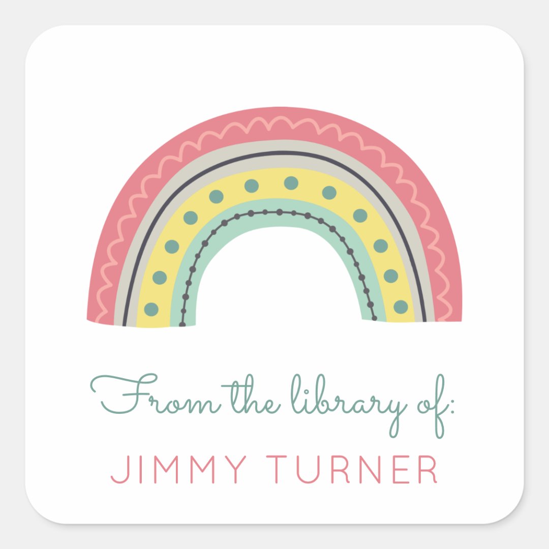Rainbow Bookplate From the Library Of | Zazzle