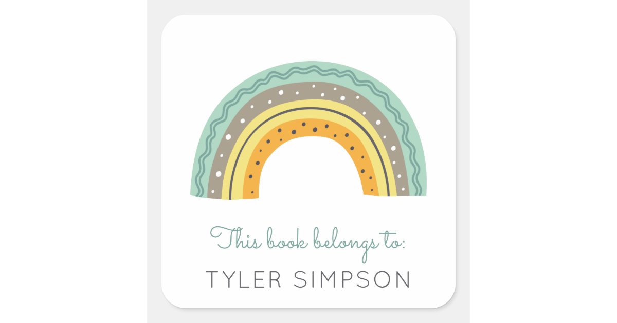 Rainbow Bookplate Sticker | Zazzle