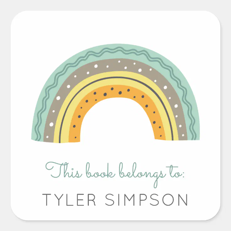 Rainbow Bookplate Sticker | Zazzle