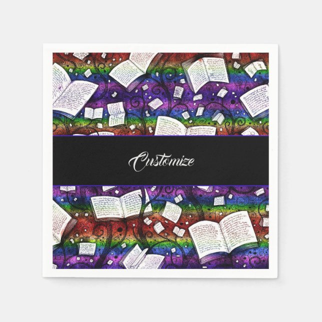Rainbow Books Background Napkins (Front)