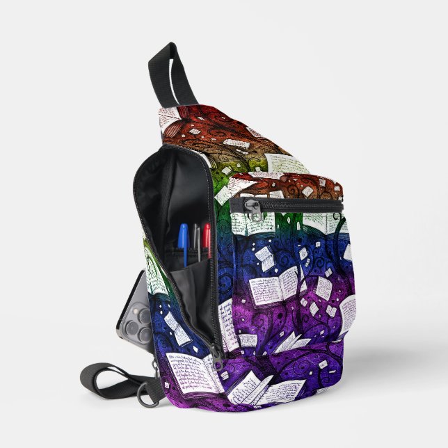 Rainbow Books Background Sling Bag (Open)