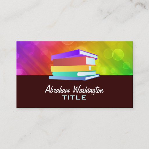 Customizable Rainbow Books Business Cards