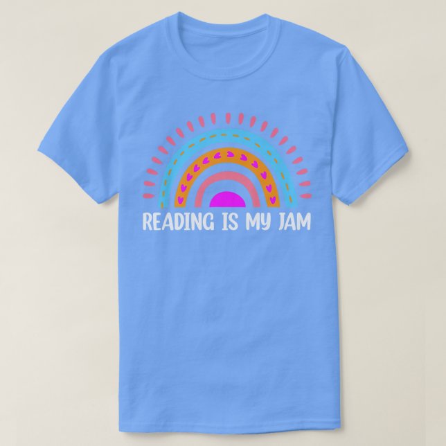 Rainbow Bookworm Book Lover Teacher Reader Reading T-Shirt (Design Front)