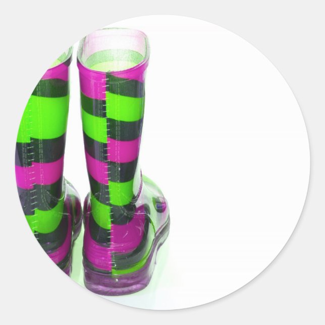 Rainbow Boots Classic Round Sticker (Front)