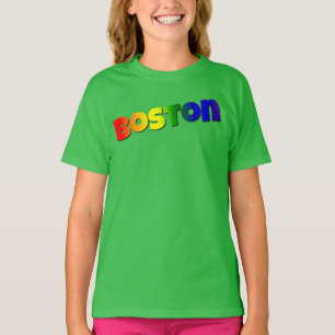 Rainbow Boston Font T-Shirt