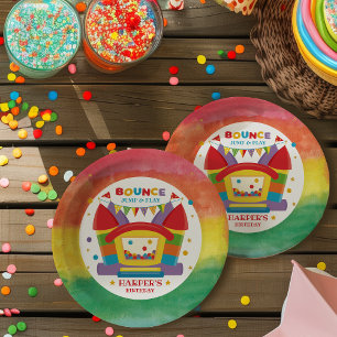 Rainbow Bounce House Birthday Party Paper Plates