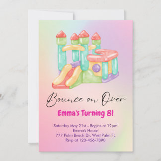 Rainbow Bounce House Party Invitation