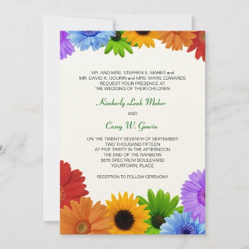Rainbow Bouquet Wedding Personalized Invitation