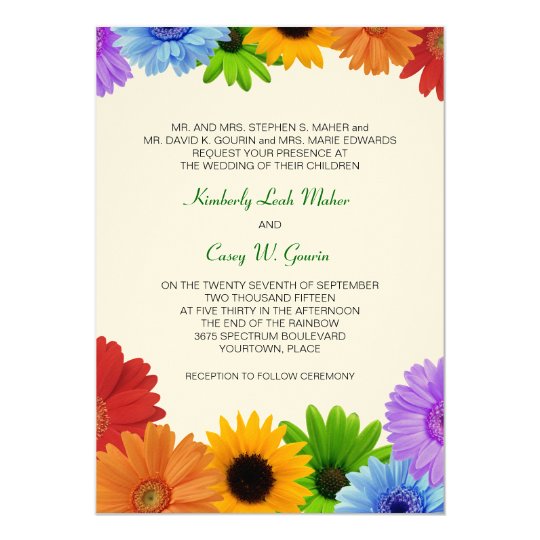 Rainbow Bouquet Wedding Invitation 4440