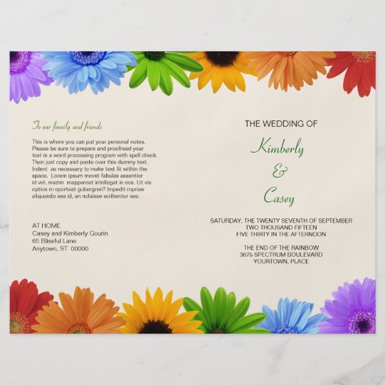 Rainbow Bouquet Wedding Program Zazzle 7711