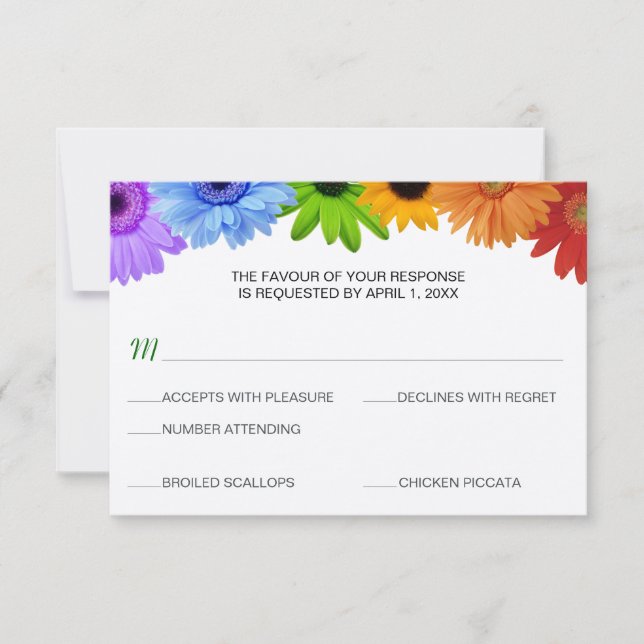 Rainbow Bouquet Wedding Response Menu (Front)