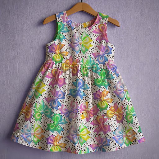 Rainbow bows and polka dots  fabric