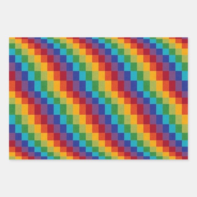 Rainbow Boxes Wrapping Paper Sheets (Front)