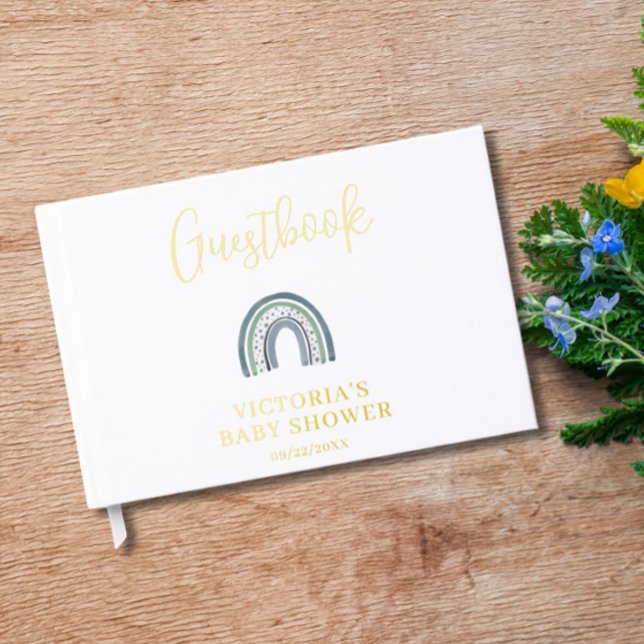  Rainbow Boy Baby Shower Foil Guest Book (Creator Uploaded)