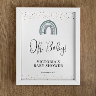 Rainbow Boy Baby Shower Welcome Sign
