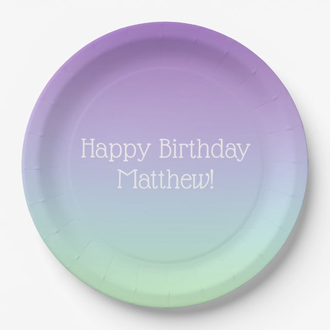 Rainbow Boy Birthday Party Paper Plates (Front)