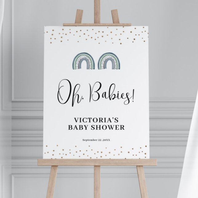 Rainbow Boy Twins Baby Shower Welcome Sign (Creator Uploaded)