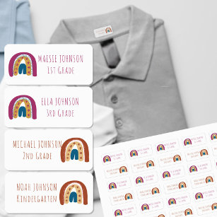 Rainbow Boys and Girls Skinny Font Clothing Name Kids' Labels