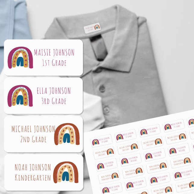 Rainbow Boys and Girls Skinny Font Clothing Name Kids' Labels (Creator Uploaded)