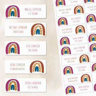 Rainbow Boys and Girls Skinny Font Waterproof Kids' Labels