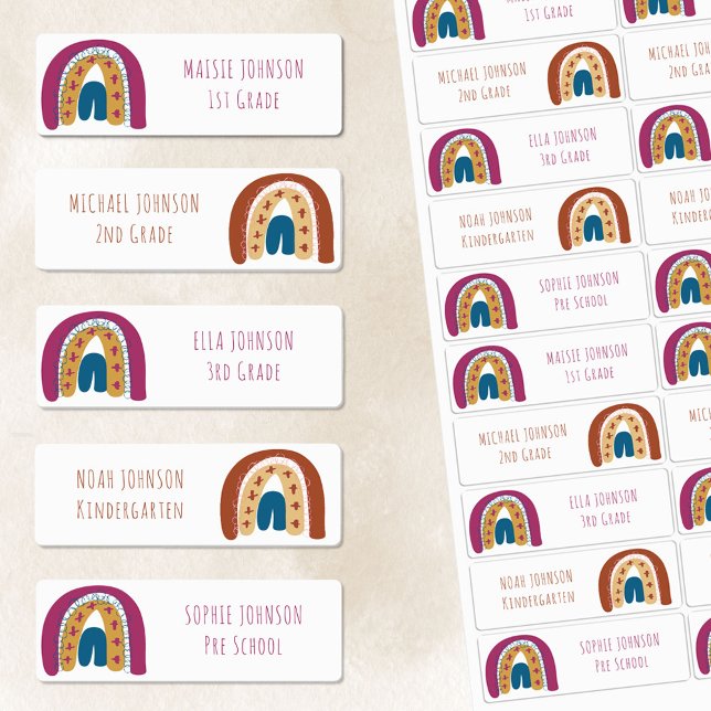 Rainbow Boys and Girls Skinny Font Waterproof Kids' Labels (Creator Uploaded)