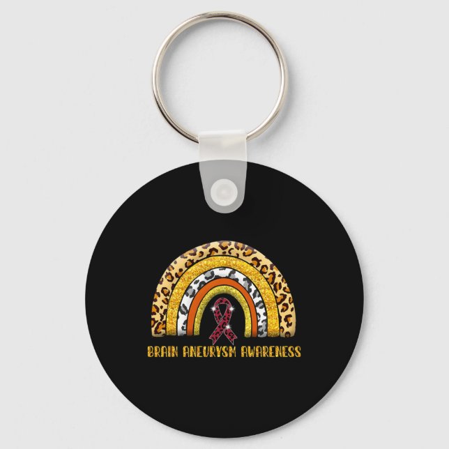 Rainbow Brain Aneurysm Warrior  Keychain (Front)