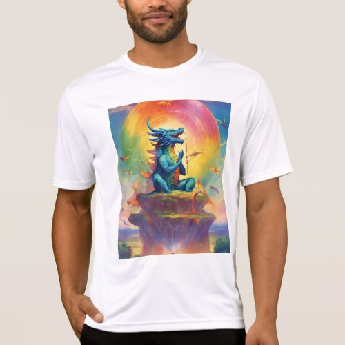 Rainbow Breath Whimsical Dragon  T_Shirt